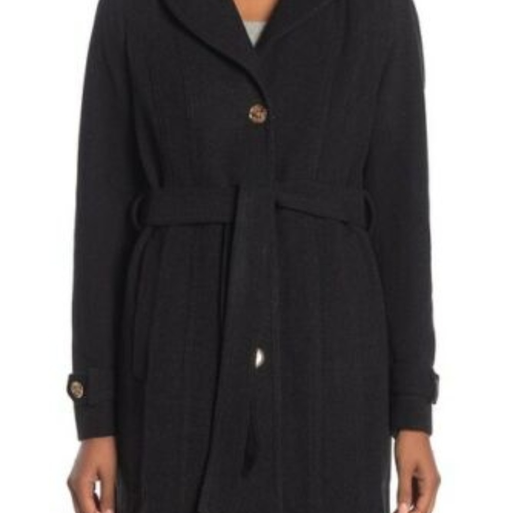NEW Michael Kors Single Breasted Notch Wool Removable belt dark grey charcoal 2X - Picture 3 of 4